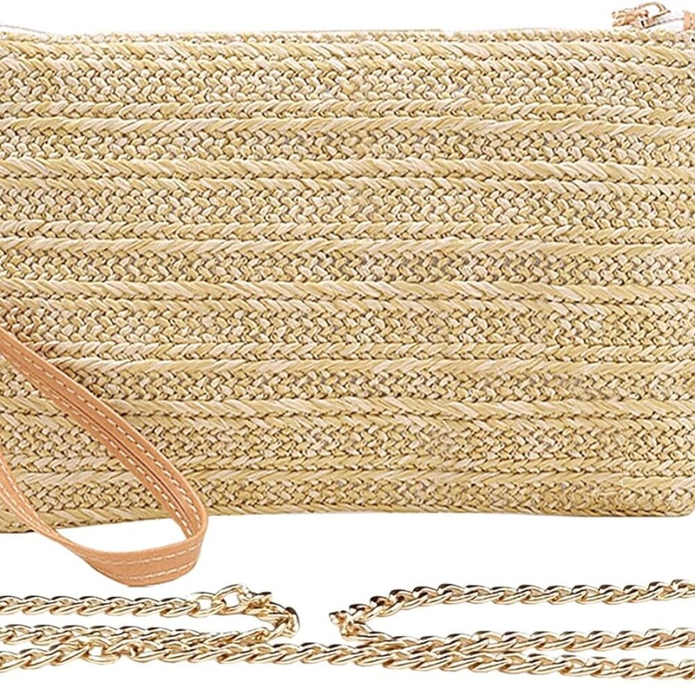 Straw Clutch Purses for Women Beach Wristlet Wallet Small Cross body bag for Gir - Picture 1 of 5